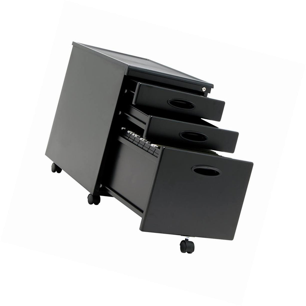 3-Drawer Mobile File Cabinet, Black E409