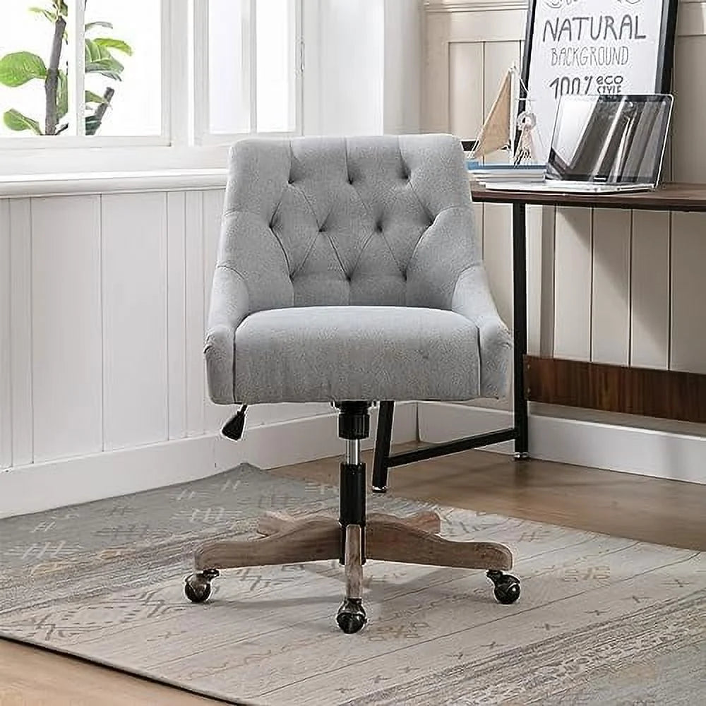 Blue Swivel Shell Chair with Wood Base and Wheels A91154