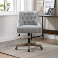 Blue Swivel Shell Chair with Wood Base and Wheels A91154
