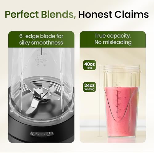 1000W Single Serve Smoothie Blender with 24oz Cups J332579