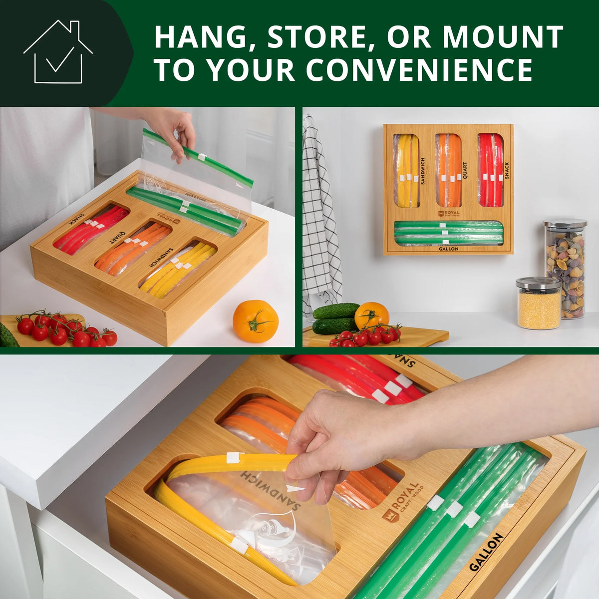 Bamboo Ziplock Bag Storage Organizer D21190