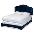 Queen Size Navy Blue Velvet Upholstered Bed Q993