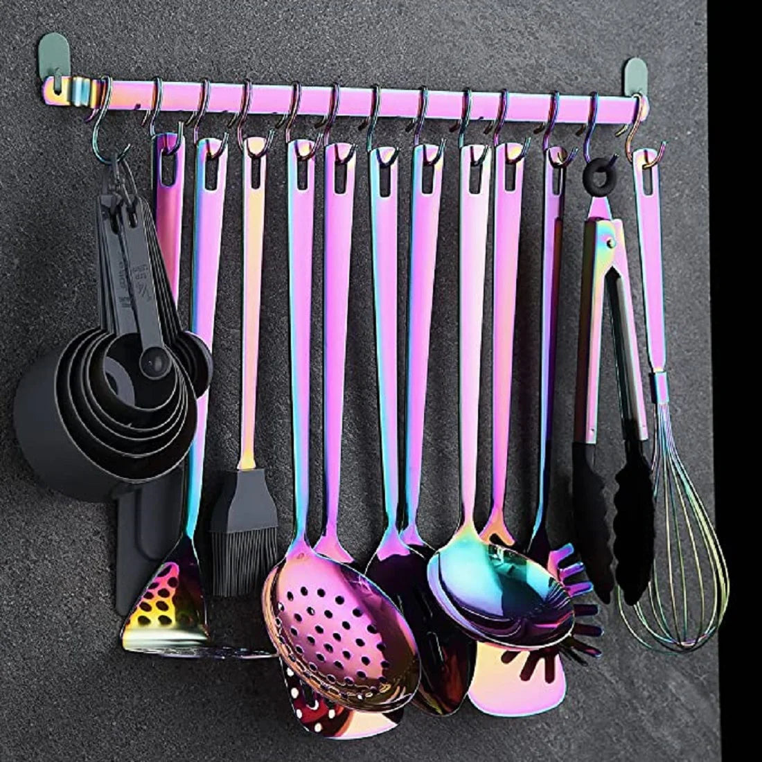 37 Piece Colorful Silicone Stainless Steel Utensils Set with Holder F776230