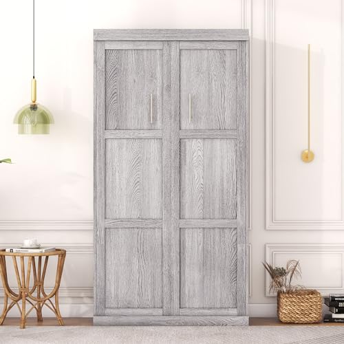 Murphy Bed with Bookcase Shelves and 6 Drawers Y6759