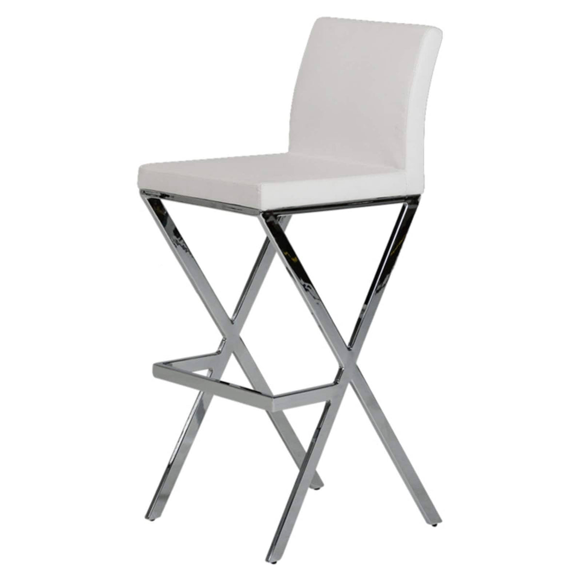 White Leatherette Bar Stool Set of 2 H310950
