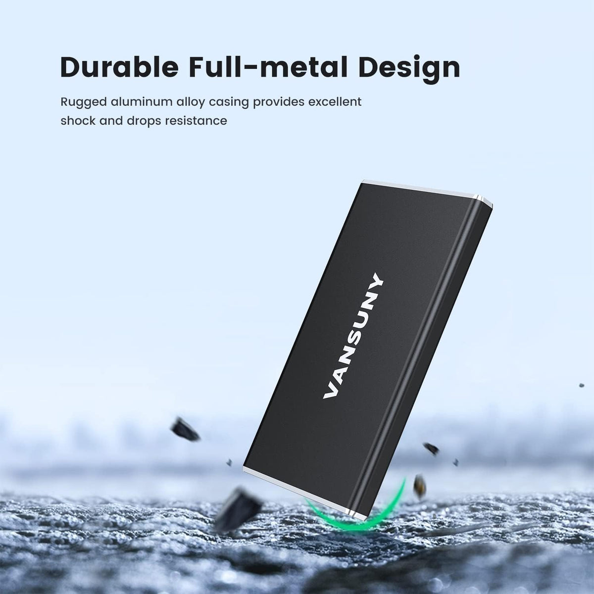 1TB Portable External SSD, USB 3.1, Metal Type-C, Black A7069