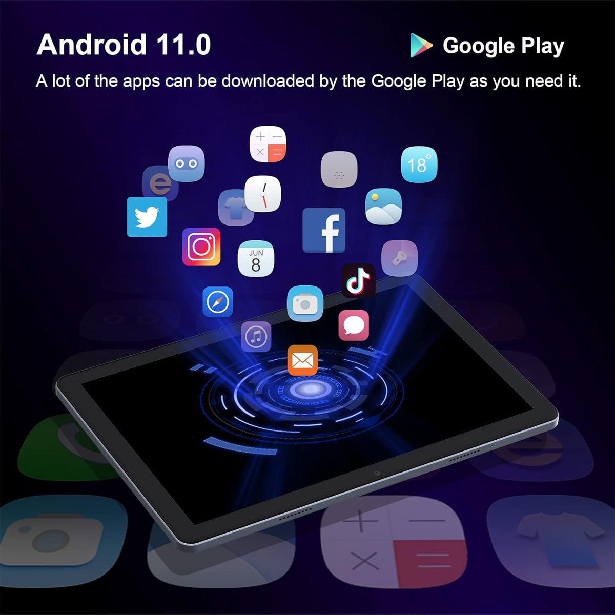 Android 11 Tablet 10.1 inch 2 in 1 Octa-Core 3GB RAM 64GB ROM with Keyboard Z774