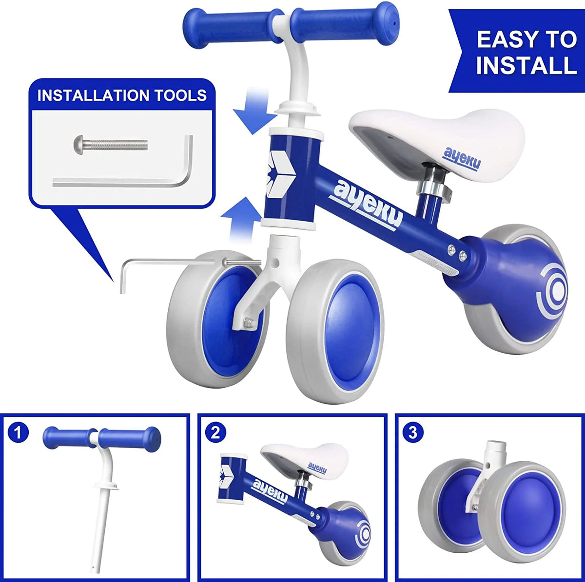 Blue 3 Wheels Baby Balance Bike B73939