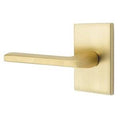 Privacy Helios Left Handed Door Lever with Modern Rectangular Rose in Satin Brass A264