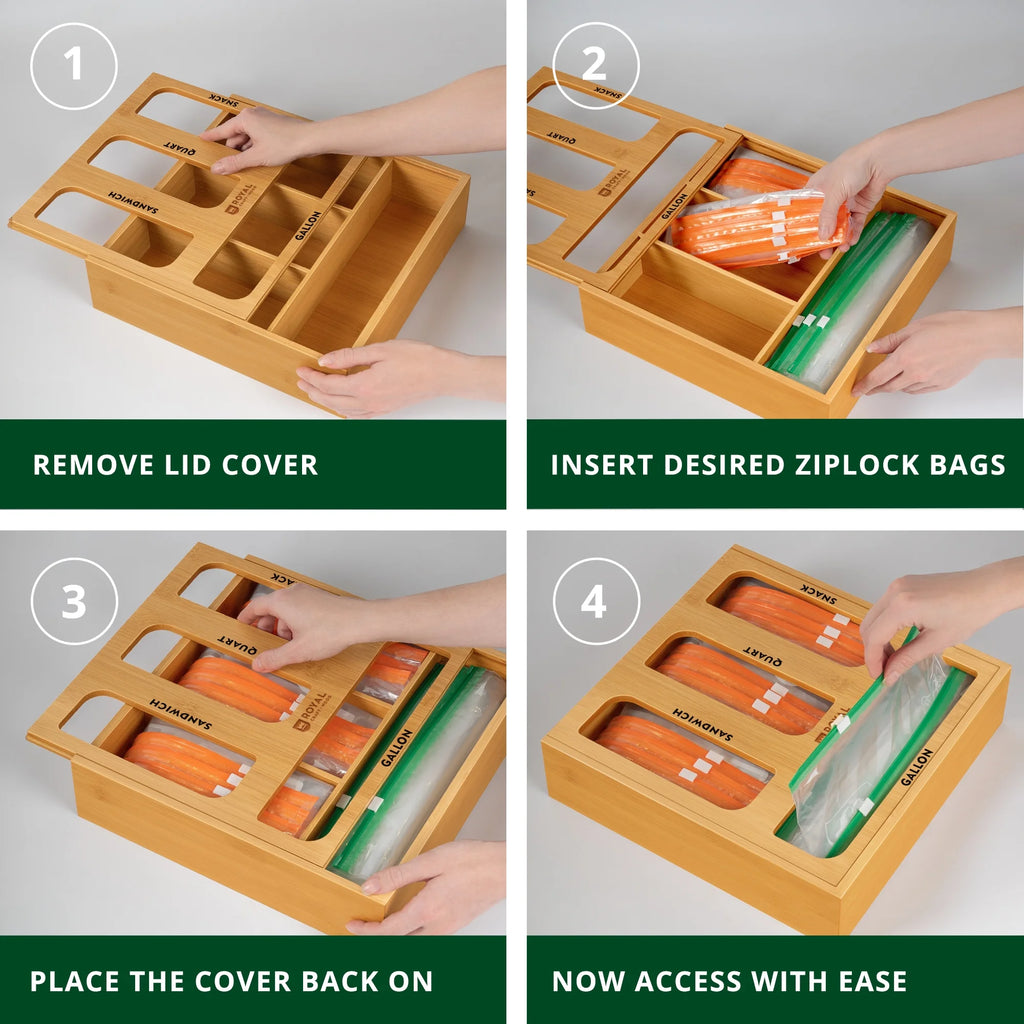 Bamboo Ziplock Bag Storage Organizer D21190