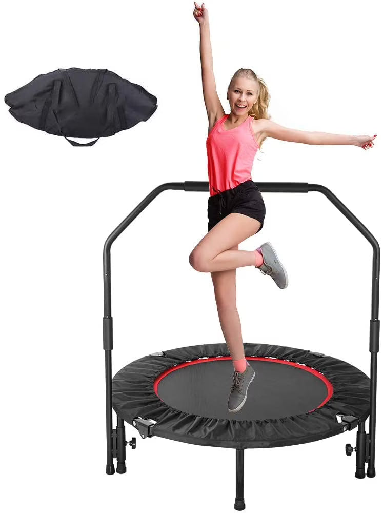 Foldable Fitness Trampoline with 3-Level Adjustable Foam Handrail B30173