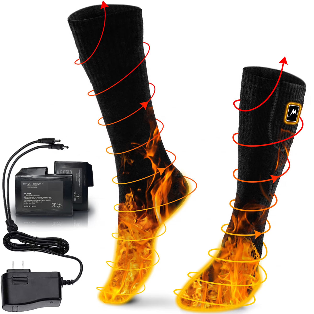 Black L Rechargeable Electric Heated Socks M874608