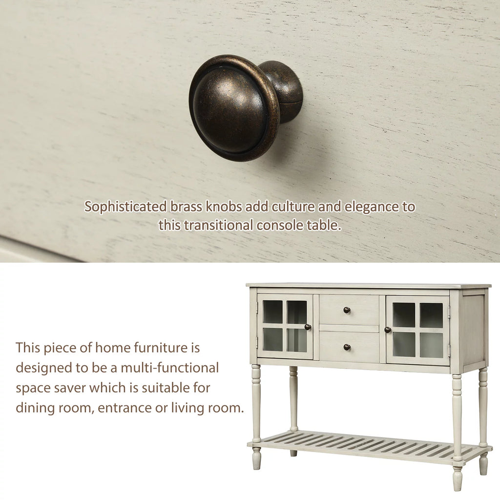 Wood and Glass Buffet Storage Cabinet with Bottom Shelf M8044