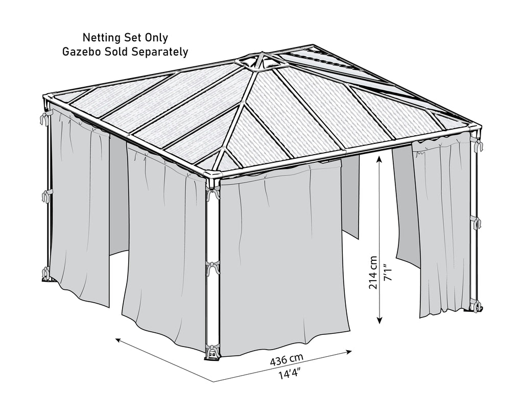14' x 14' Gazebo Netting Set 4 Piece F69773