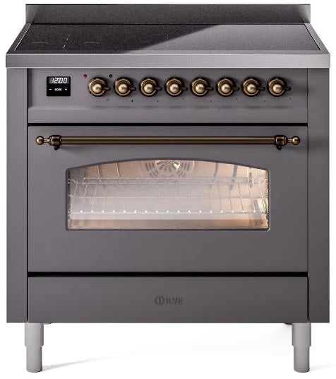 36 Induction Range with Electric Oven in Matte Graphite V812
