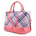 Pink Plaid Weekender Travel Duffle Bag with Shoe Compartment Q529874