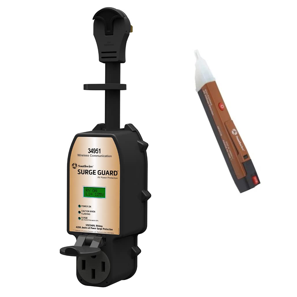 30 Amp RV Surge Protector with LCD Display and Handheld Voltage Tester U99065