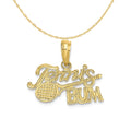 10K Yellow Gold Tennis Pendant Charm with Rope Chain Necklace 20'' Y447
