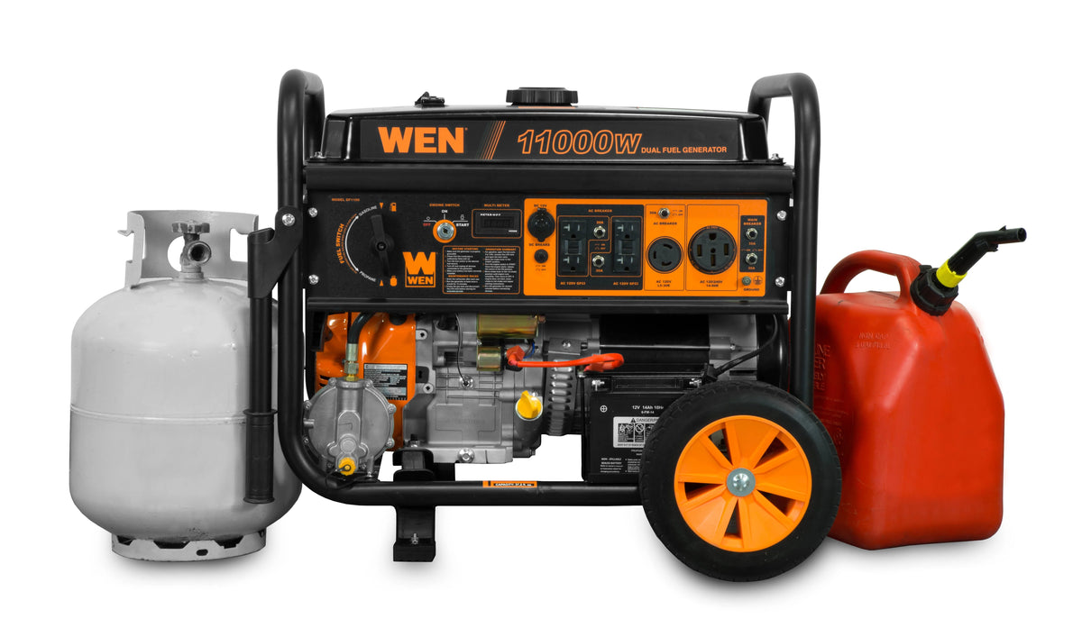 11,000-Watt Dual Fuel Portable Generator with Wheel Kit and Electric Start U96331