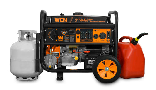 11,000-Watt Dual Fuel Portable Generator with Wheel Kit and Electric Start U96331