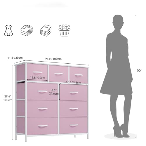 Pink 9 Drawer Fabric Storage Dresser T953692