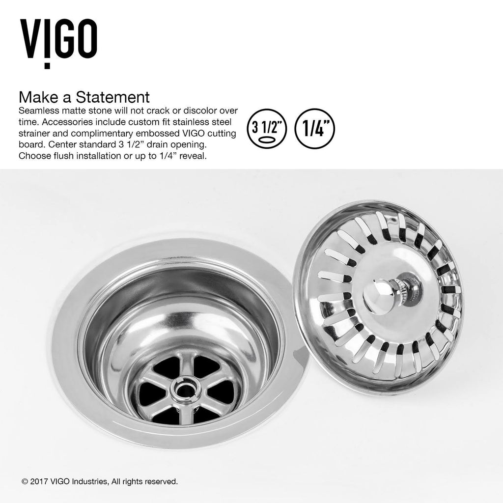 36 in. Matte Stone Farmhouse Kitchen Sink Set with Matte Black Faucet U17090