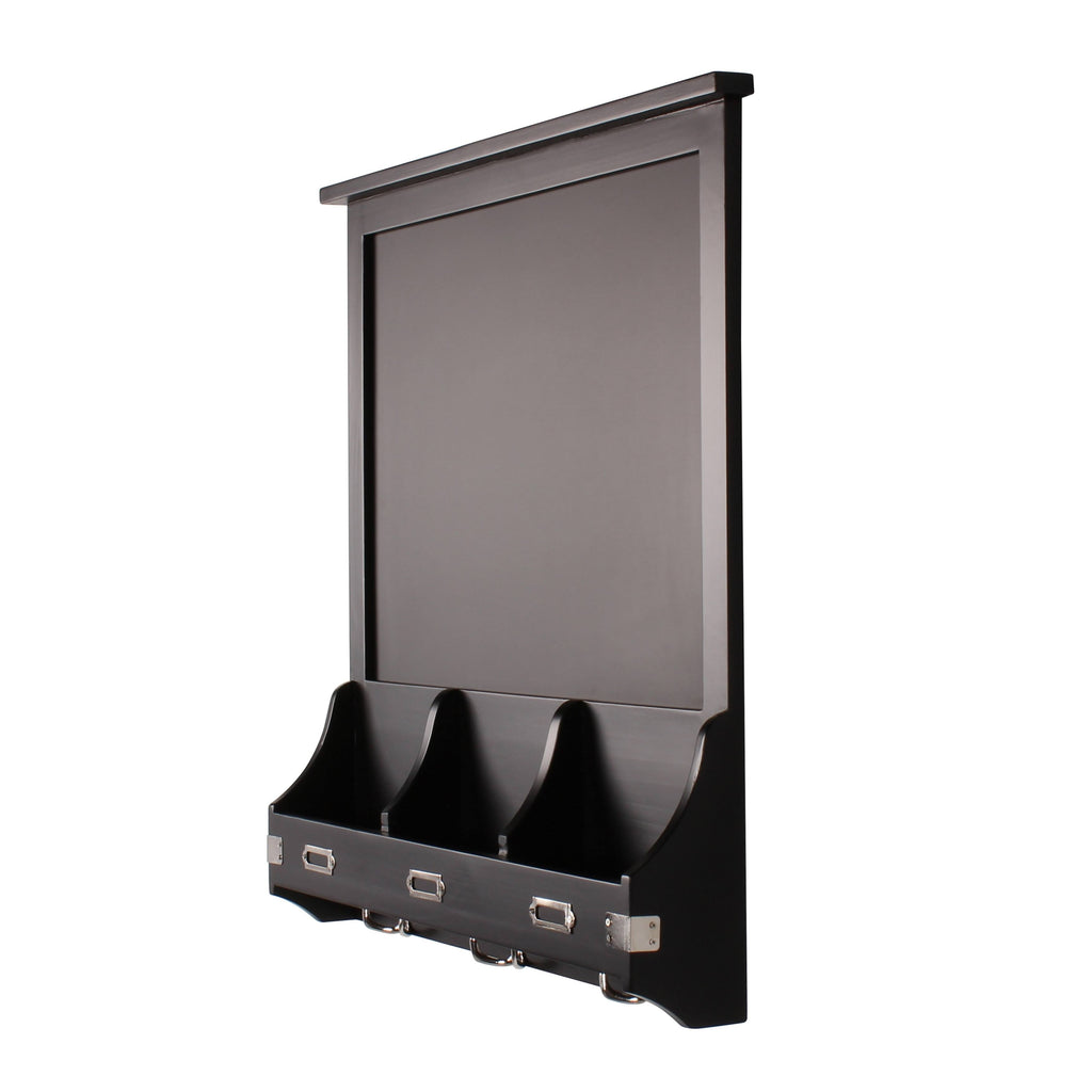 Decorative Rustic Wood Home Organizer with Chalkboard, Pockets, and Key Hooks I1773