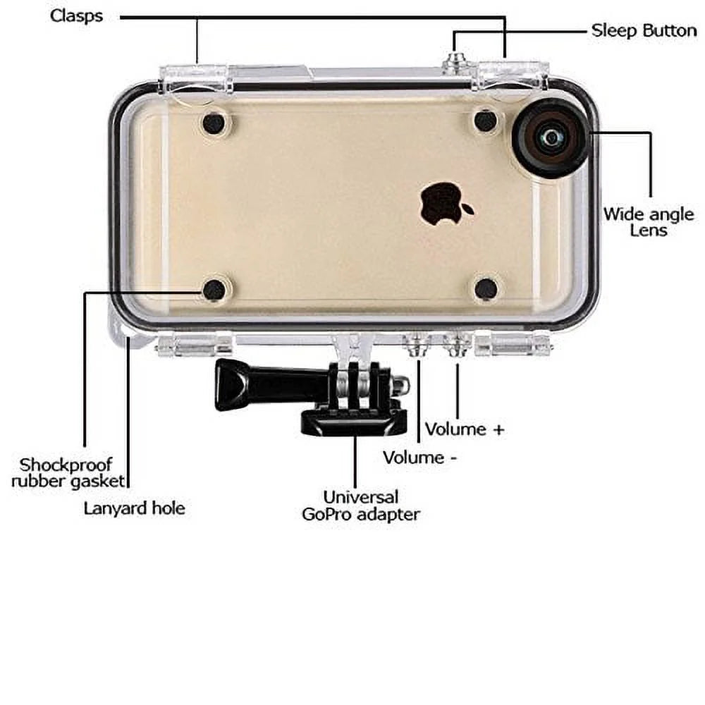 Waterproof Case for iPhone 6, 6S with Handlebar & Seatpost Mount for Bikes with Microfiber Cloth E1132