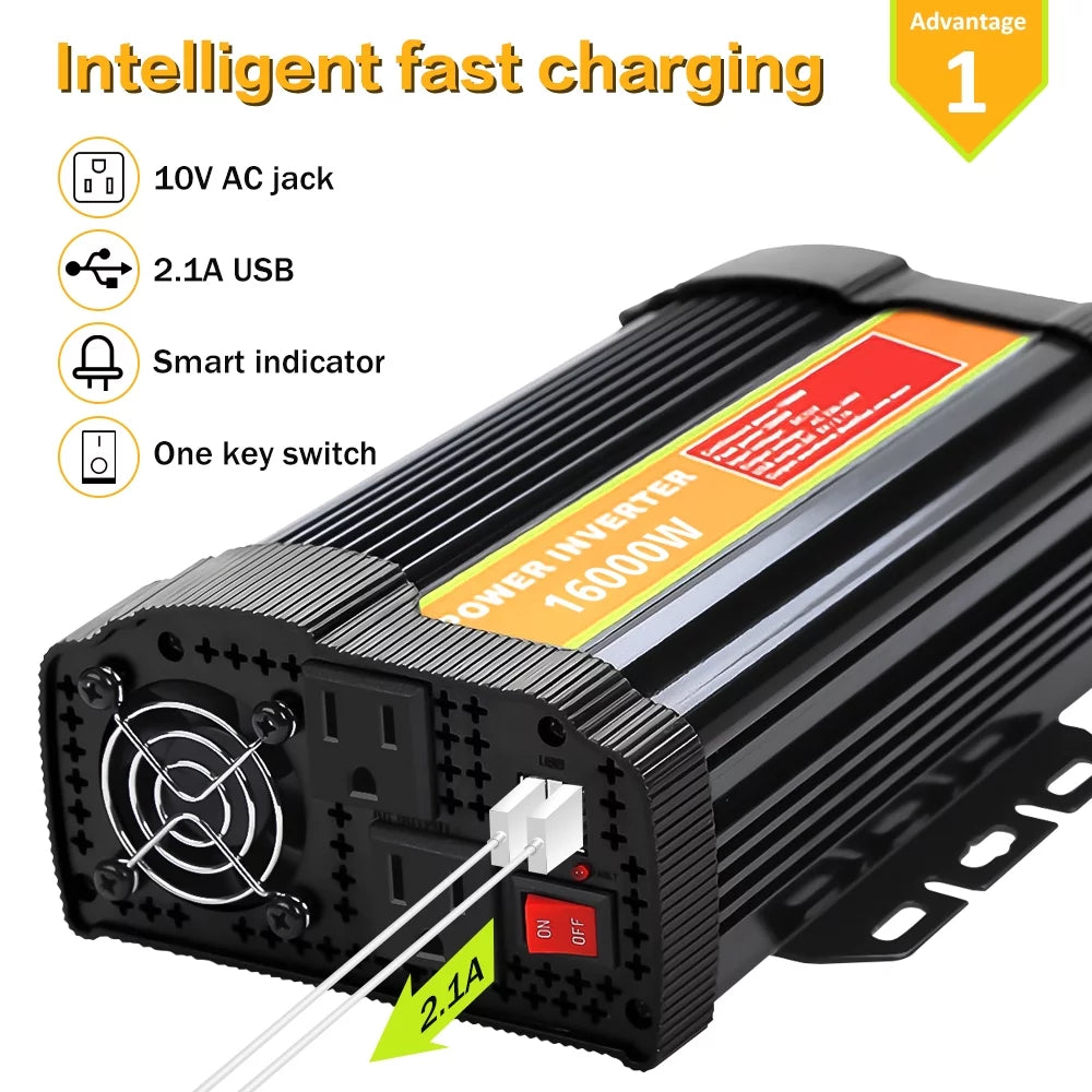 16000W Peak Power Inverter with Dual USB Port O7628