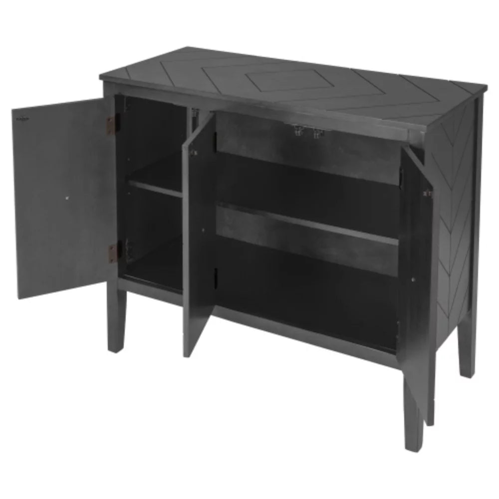 Antique Gray Wooden Accent Storage Cabinet with Adjustable Shelf H79280