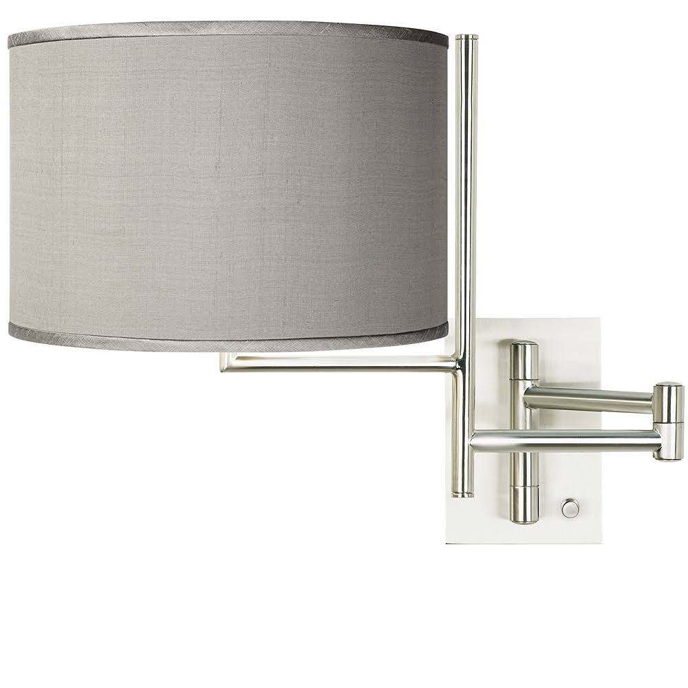 Gray Faux Silk Brushed Steel Swing Arm Wall Lamp M48973