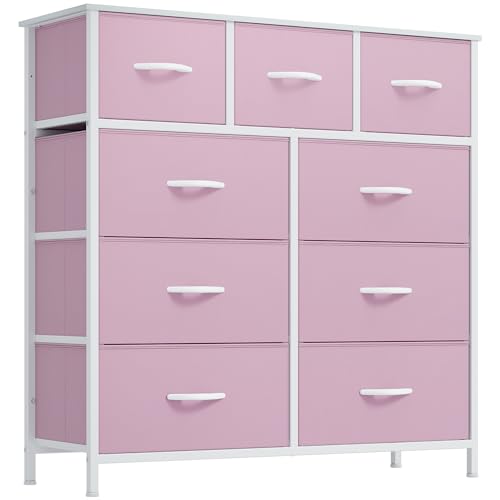 Pink 9 Drawer Fabric Storage Dresser T953692