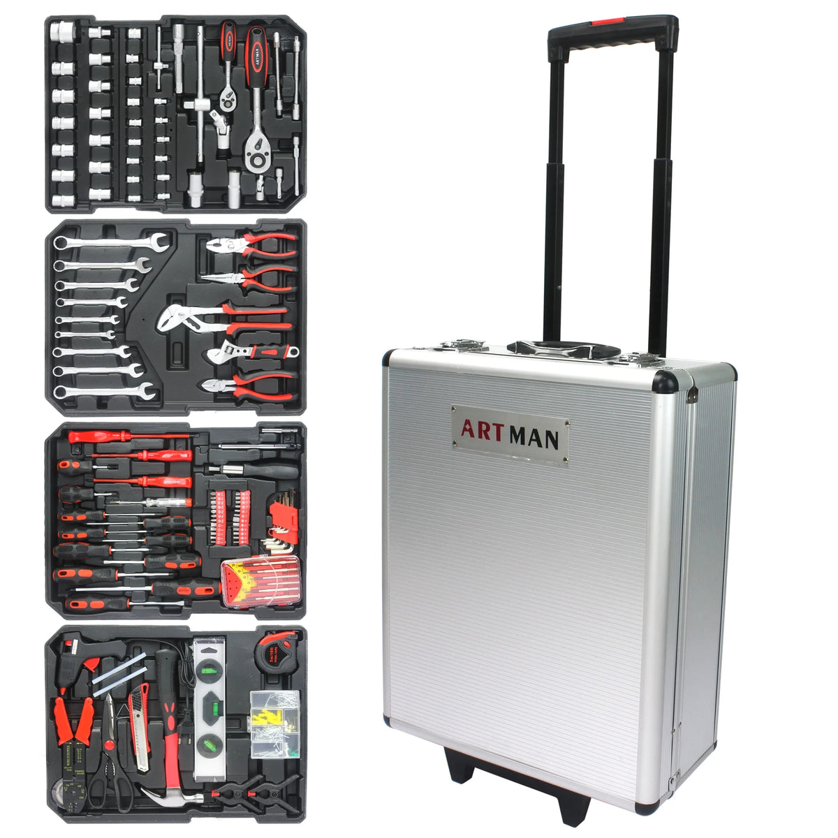 White 4 Layers Rolling Tool Box Set T485093