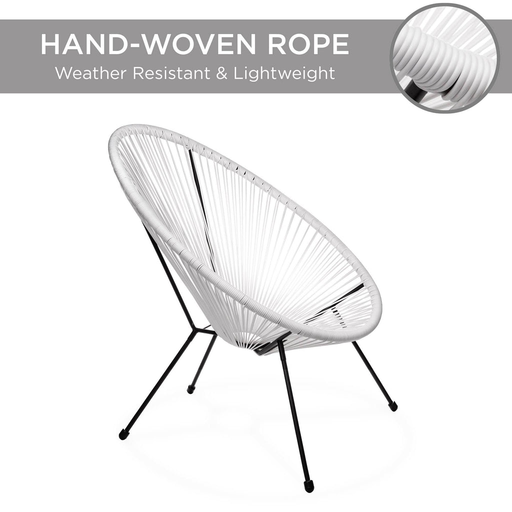 3-Piece All-Weather Patio Bistro Furniture Set with Rope Glass Top Table Q367