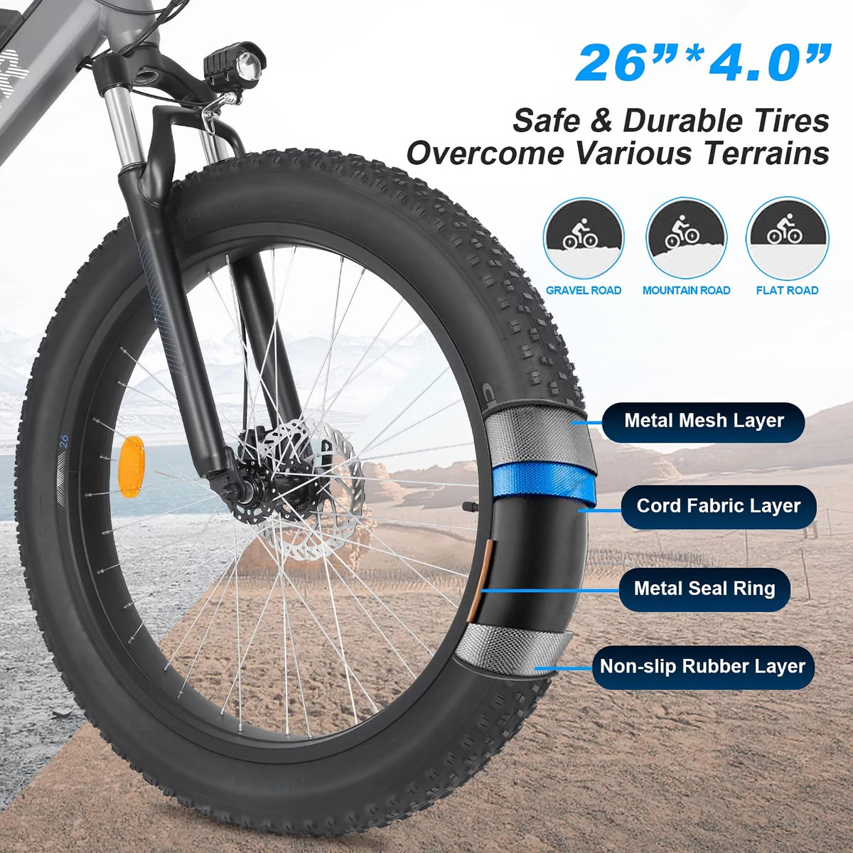 Electric Bike 26'' x 4 Fat Tire 750W Motor 48V 13Ah Battery M10164