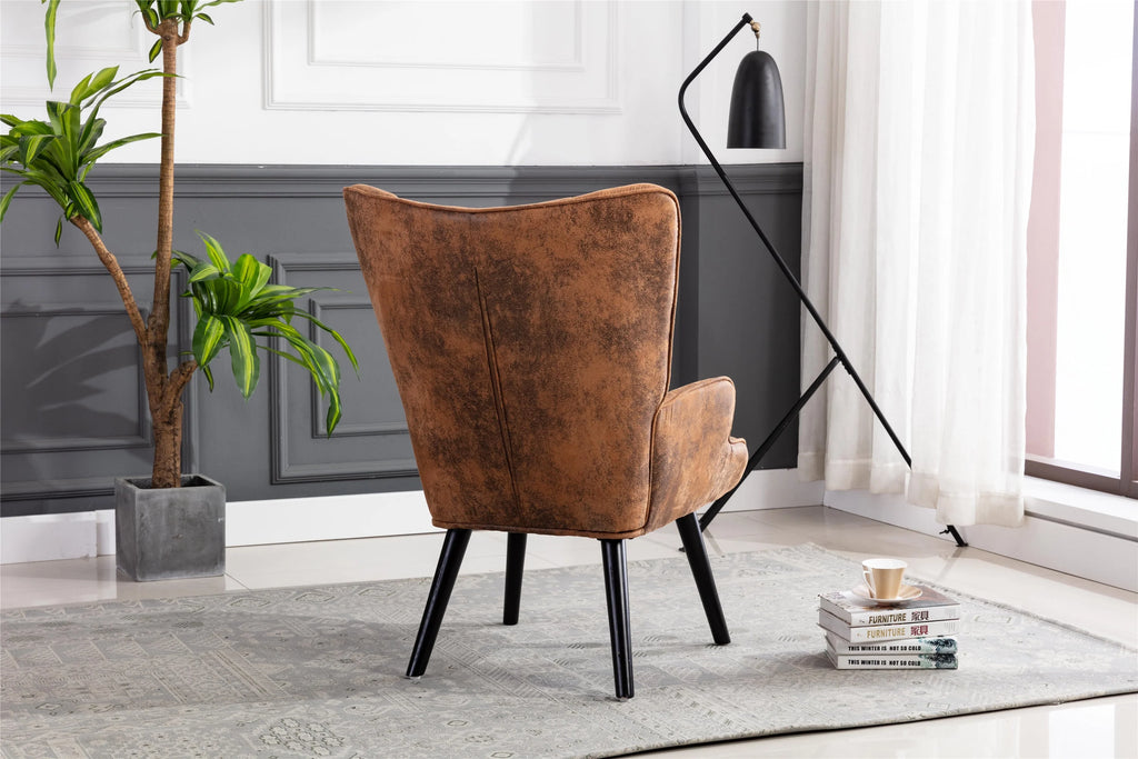 Velvet Accent Sofa Chair with Solid Wood Legs Q900489