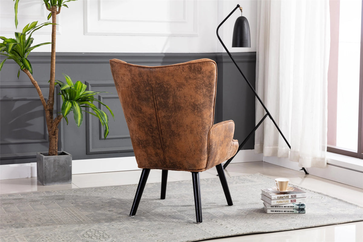 Velvet Accent Sofa Chair with Solid Wood Legs Q900489