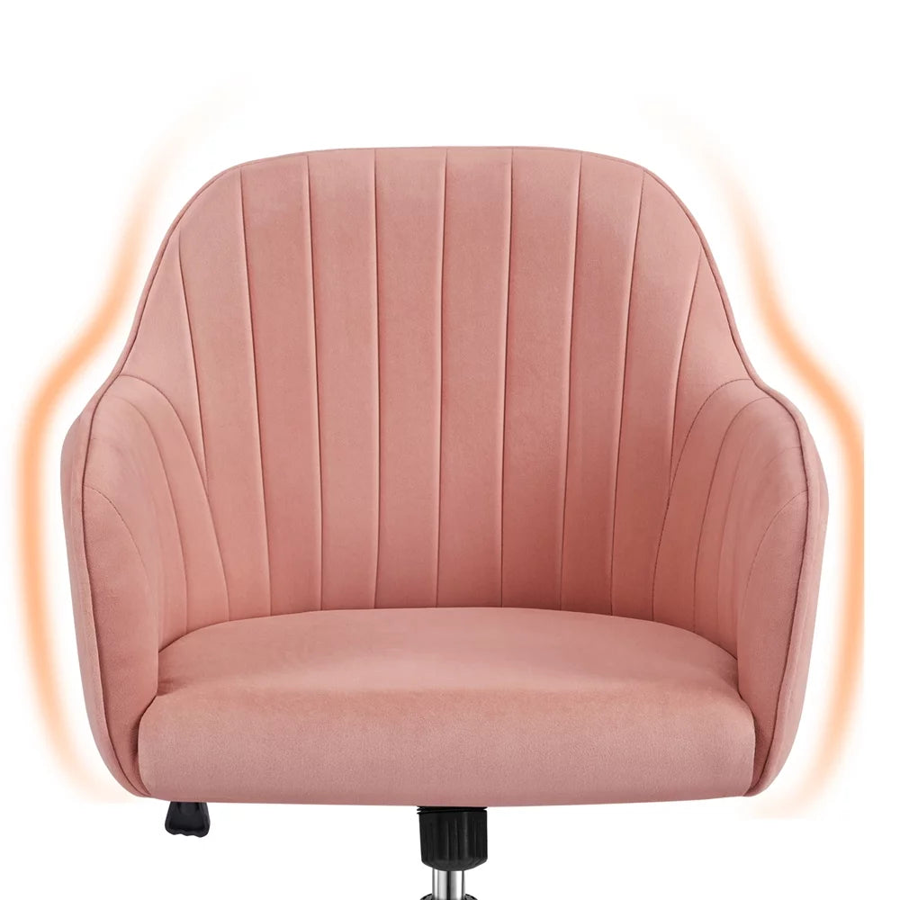 Pink Velvet Height-Adjustable Swivel Desk Chair O360