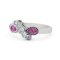 14K White Gold Pear Cut Pink Sapphire Diamond Eternity Band Size 8.5 R87788