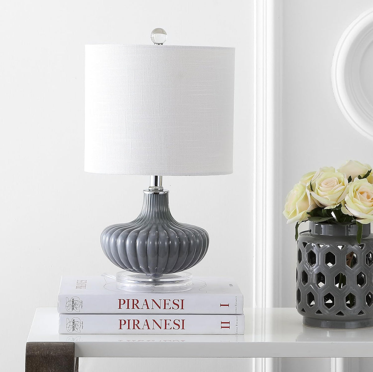 Gray Glass and Lucite LED Table Lamp H13938