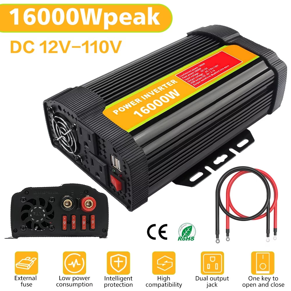 16000W Peak Power Inverter with Dual USB Port O7628