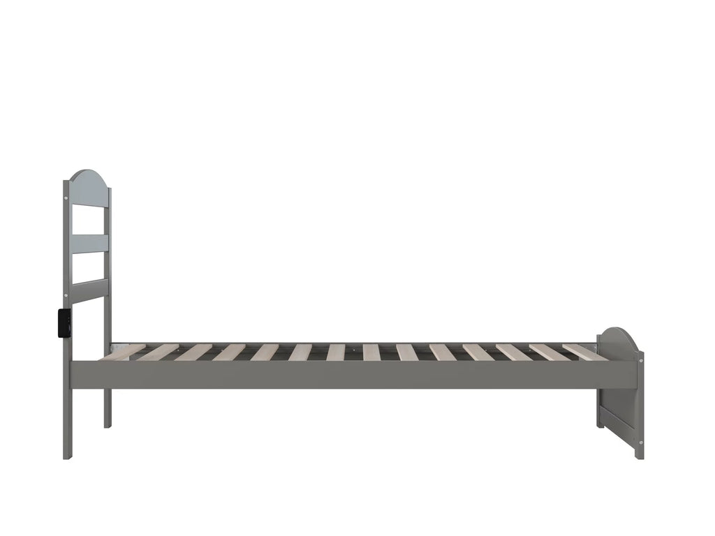 14" Twin XL Grey Wood Platform Bed Frame with Headboard and Footboard E494090
