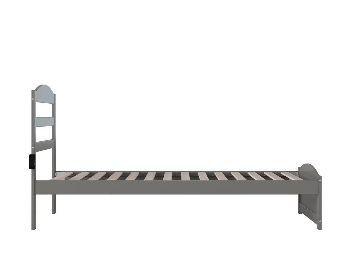 14" Twin XL Grey Wood Platform Bed Frame with Headboard and Footboard E494090