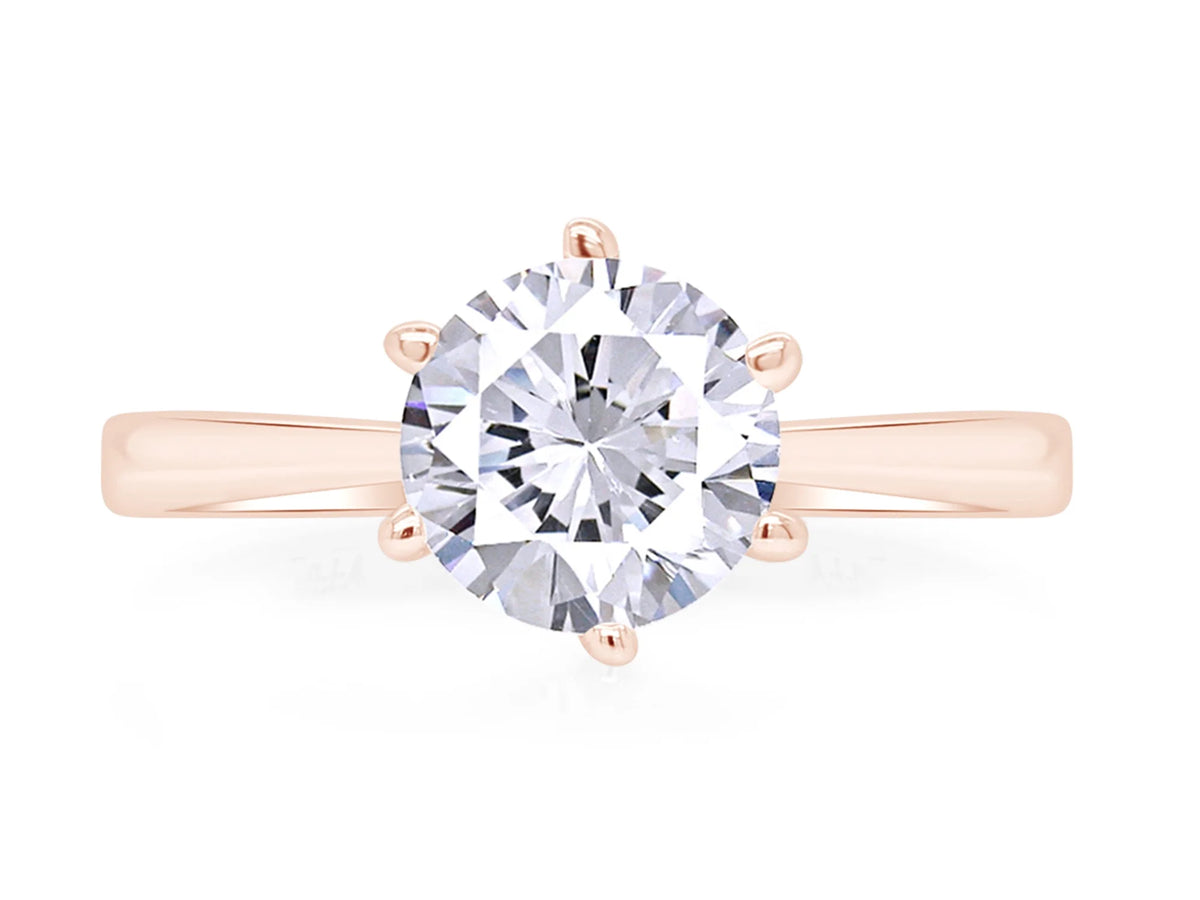 14K Rose Gold Over Sterling Silver Moissanite Solitaire Engagement Ring J14144