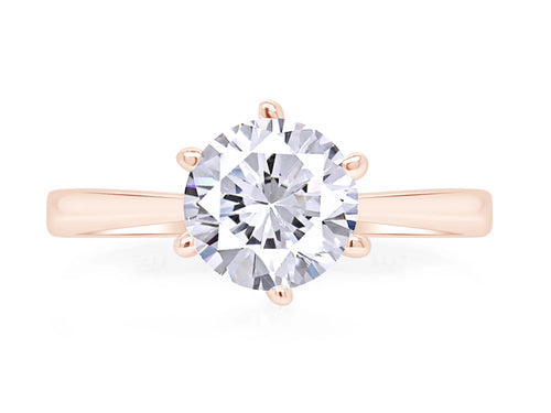 14K Rose Gold Over Sterling Silver Moissanite Solitaire Engagement Ring J14144
