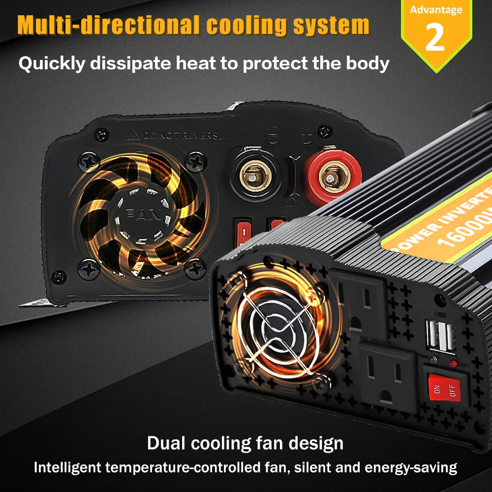 16000W Peak Power Inverter with Dual USB Port O7628