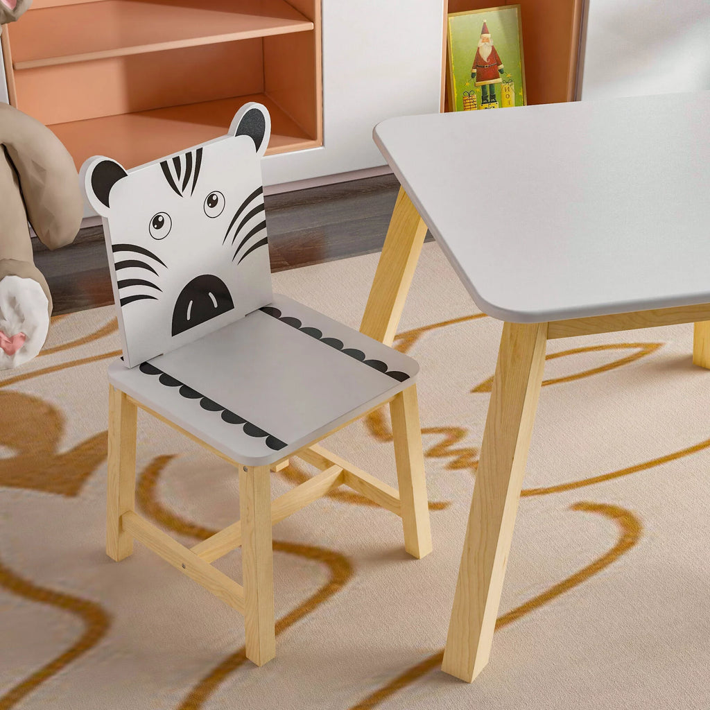 Kids Table and Chair Set 5-Piece Wood White L8720