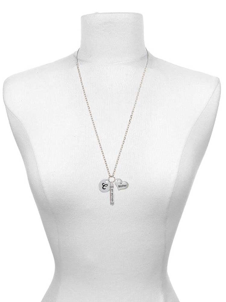 Silvertone Script Letter C Disc Zoe Necklace A701643