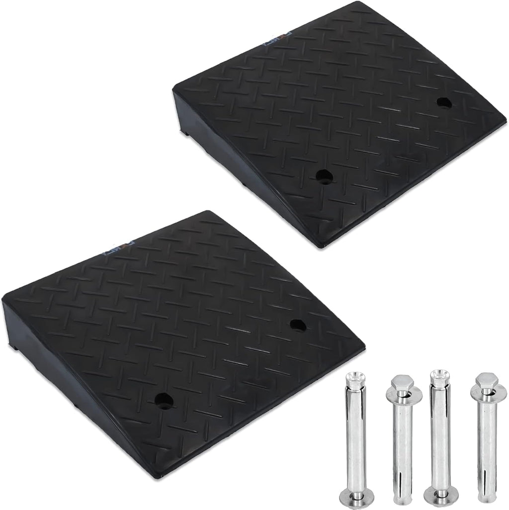 Rubber Curb Ramp 5.3" Rise 2 Pack Black Threshold Ramps with 4 Expansion Bolts G646957