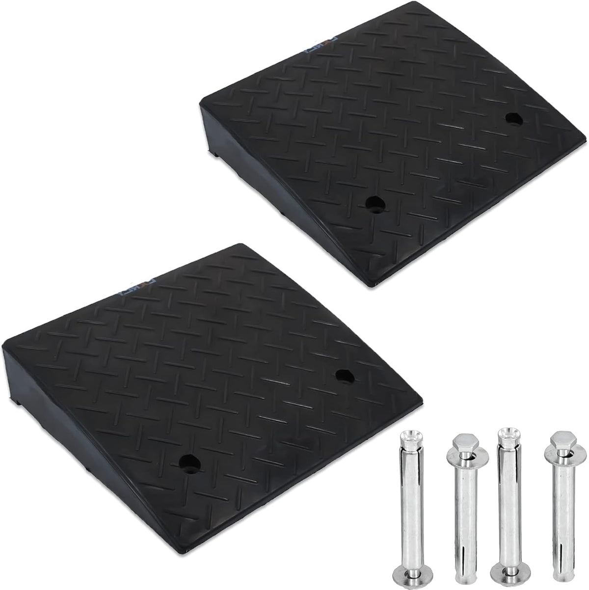 Rubber Curb Ramp 5.3" Rise 2 Pack Black Threshold Ramps with 4 Expansion Bolts G646957